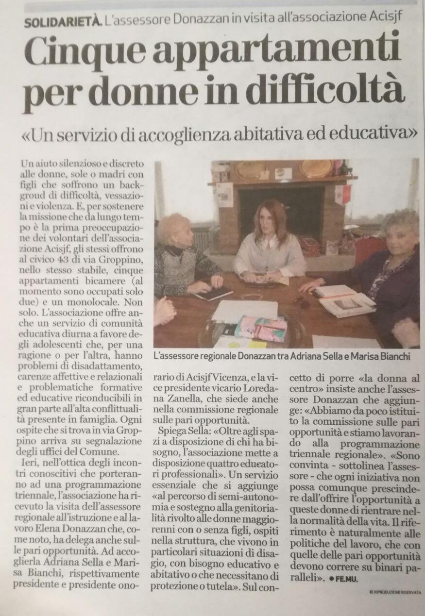 Al momento stai visualizzando L’assessore Donazzan in visita all’associazione ACISJF di Vicenza